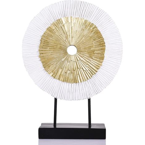 Sculpture ronde abstraite en or blanc de 30,5 cm de haut – Décoration d'intérieur pour décoration au-dessus d'un placard, table basse de salon, console, bureau, entrée, centres de table (1/5)