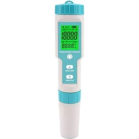 Testeur de salinit de piscine Compteur de pH et de salinit d\'eau sale Numrique 5 en 1 Testeur de pH et de salinit de piscine Compteur de salinit pour piscine, bain remous et spa de na (1/4)