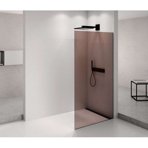 Polysan Architex - Parete doccia Walk-in, 76x210 cm, nero opaco/vetro Marron AXB80MR (1/2)