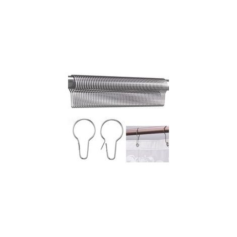 (Argent)75 Pièces Anneaux De Douche en Acier Inoxydable, 7 x 3.8cm Crochets De Rideau De Douche en Acier Inoxydable, Anneaux Rideaux pour Tringle à Rideau De Douche