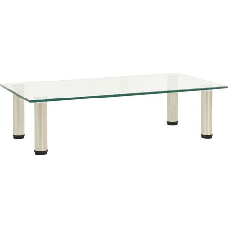 vidaXL TV Stand Transparent 60x35x17 cm Tempered Glass