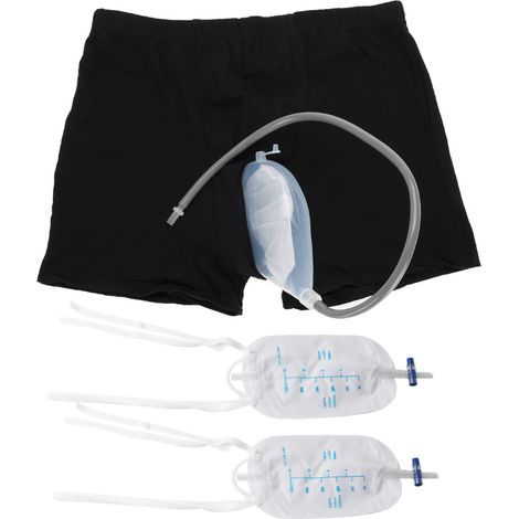 Sachet collecteur d'urine réutilisable pour homme, entonnoir en silicone souple, poche urinaire avec cathéter, petit modèle portable (1/5)