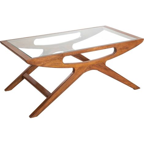 Table basse en bois de manguier et verre Alina (1/5)