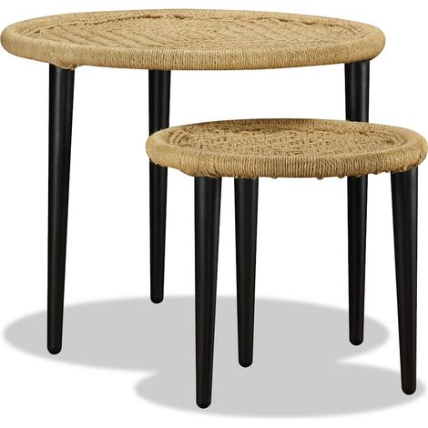 Maison Exclusive - Set Tavolini da Salotto 2 pz in Iuta Naturale