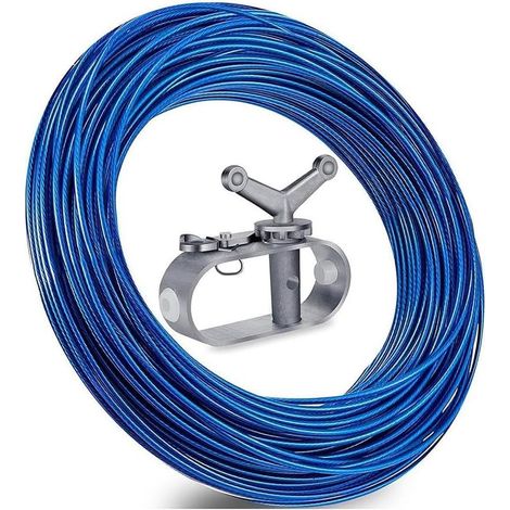 Tensor de cable metálico, cabrestante para cubierta de piscina, cable para cubierta de piscina con 2 tensores de alambre de acero, Ø 2,2 mm, longitud 30,5 m, tensores de cable de acero para accesorios