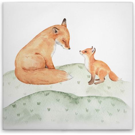Leinwandbild Waldtiere M1-No.50613 - Kunstdruck auf Leinwand in Braun Grün - Wandbild 30 x 30 cm