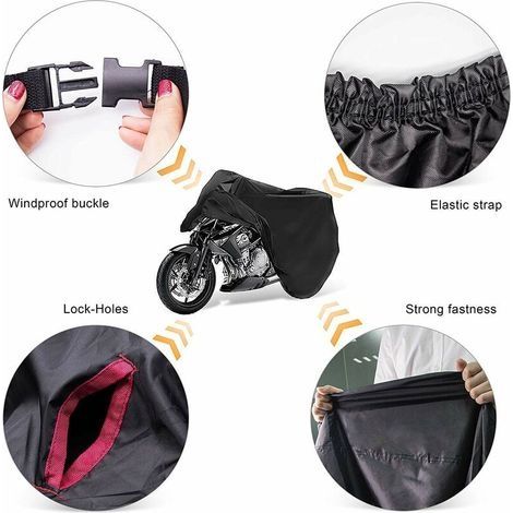 Motorradabdeckungen, Motorradgarage, Motorradabdeckung, faltbare Motorradgarage, Motorradabdeckung, Außen- und Innenrollerabdeckung für Harley-Davidson, Honda, Suzuki (schwarz, XL (245x105x125 cm)) (1/4)