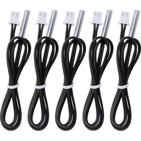 Pack of 10 K B3950 Temperature Sensor, -25 to 125 Degrees Celsius Temperature Sensor, 0.5 Meter 1.64 Feet Sensitive NTC Temperature Sensor Probe Made of Stainless Steel (1/4)