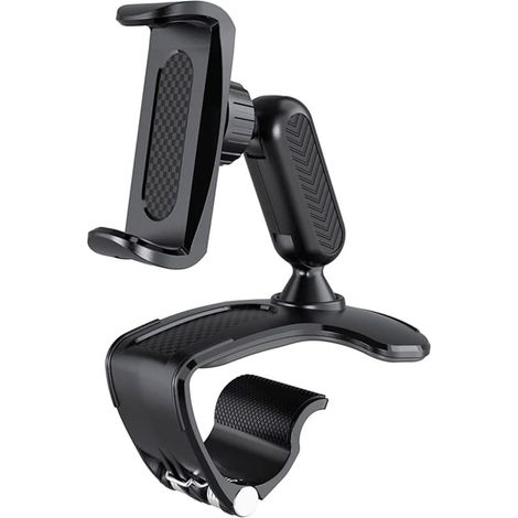 BRAVIX Support de Téléphone Multifonction pour Tableau de Bord de Voiture Automobile Car Phone Mount avec Clip à Ressort réglable Rotatif à 360° pour GPS et Les Smartphones de 4 à 7 Pouces - Noir
