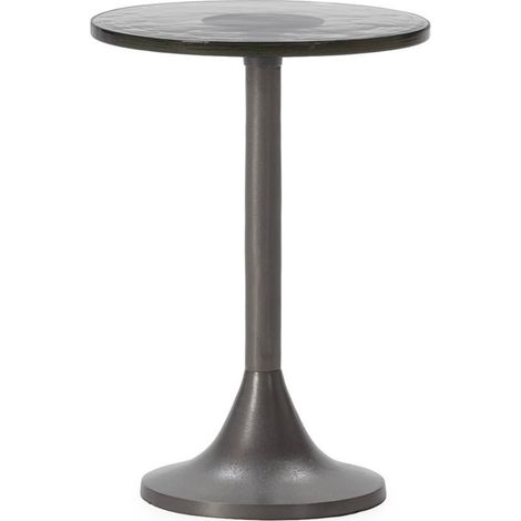 Table d'appoint en métal et verre rustique - plomb antique (1/3)