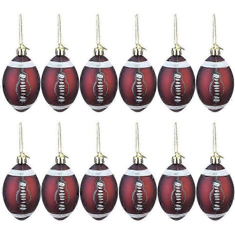 12-teiliges Set Rugby-Weihnachtskugeln aus Kunststoff zur Dekoration (1/5)