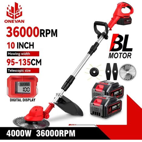 10-Zoll-Akku-Rasenmäher, bürstenloser Motor mit 36.000 U/min, Gartentrimmer, kompatibel mit Makita 18-V-Akkus, inklusive 2 Akkus und Ladegerät (1/5)