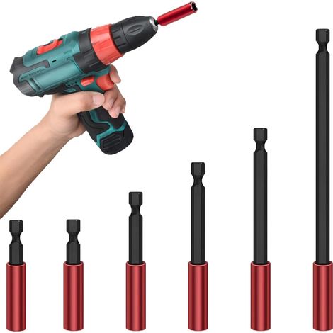 Lot de 6 porte-embouts magnétiques longs et extra puissants - Extension de foret magnétique - Support magnétique - Adaptateur de visseuse à percussion - Porte-embout - Visseuse sans fil - Tige (1/5)