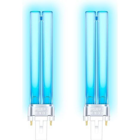 Lot de 2 Ampoule G23, 7W, Quartz, 253,7nm, Filtre UVC, Étang (1/5)
