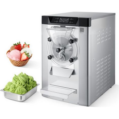 VEVOR Gewerbliche Eismaschine Eiscrememaschine 2000 W 12–20 L/h, Tischgerät für Gelato mit 6 L Edelstahlbehälter (304) & Selbstreinigendes LED-Bedienfeld für Snackbars Restaurants Silber (1/5)