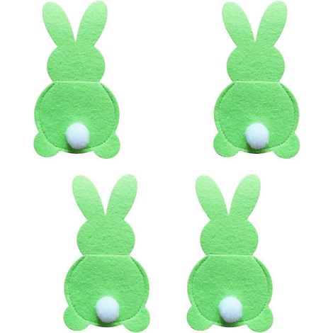 Lot de 4 porte-couverts de Pâques, organisateur d'ustensiles de cuisine, pochettes à couverts, sac à couverts pour la vaisselle de fête-Green (1/4)
