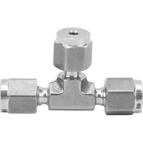 Raccord en T à bague de serrage par compression de même diamètre, en acier inoxydable 316, pièce forgée à chaud SS-600-3Ф3 (1/4)