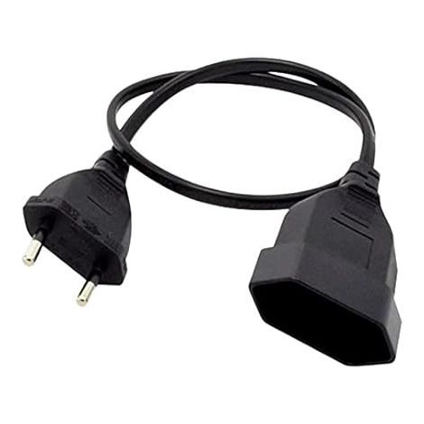 Rallonge électrique européenne à 2 broches mâle, câble en cuivre (0,5 m), Noir (1/5)