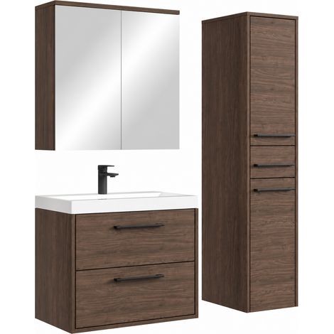 Badplaats Mobile Bagno Set Florence 60 cm – Noce – Mobile Sospeso con Lavabo (1/5)