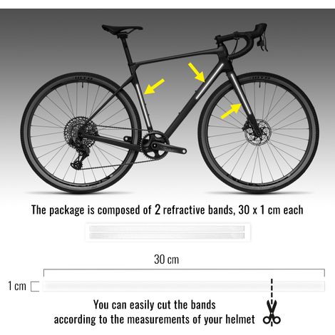 Strisce Adesive 3D Rifrangenti Bicicletta, Bianco, 1 x 30 cm - Confezione: 2 PEZZI