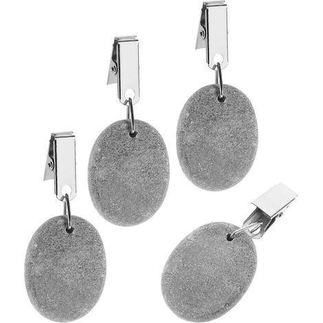 Lot de 4 poids pour nappes de camping, avec pendentifs et pinces de fixation en pierre. (1/5)