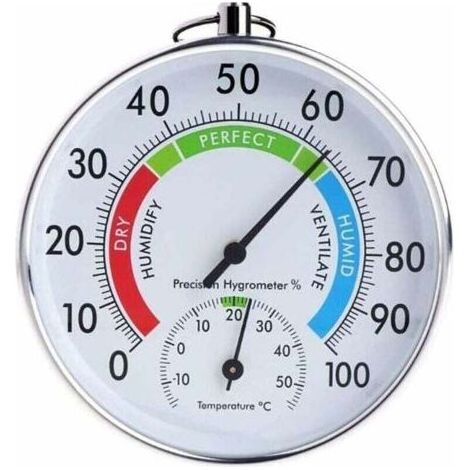 Thermomètre rond intérieur et extérieur, hygromètre de jardin de température (blanc) (1/4)
