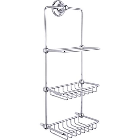 Milano Elizabeth Wall Hung 2 Tier Bathroom Shower Tidy Caddy - Chrome (1/4)