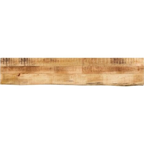 Tischplatte 140x20x2,5 cm Baumkante Massivholz Raues Mangoholz (1/5)