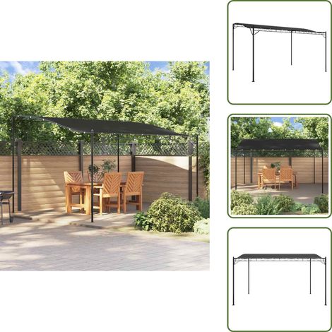 Auvent anthracite 4x3 m 180 g/m² tissu et acier - Abri Jardin - Auvent Pliable - Parasol D'extérieur - Tente De Réception - Gazebo (1/5)