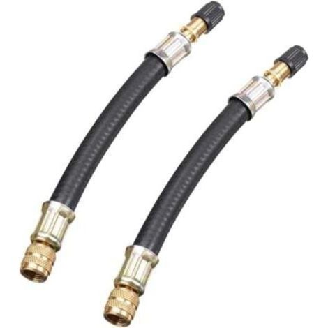 2 Adaptateurs Valve Extension 160mm Caoutchouc Noir + Embout Laiton pour Camion, Bus, Camping-car, Remorque (1/4)