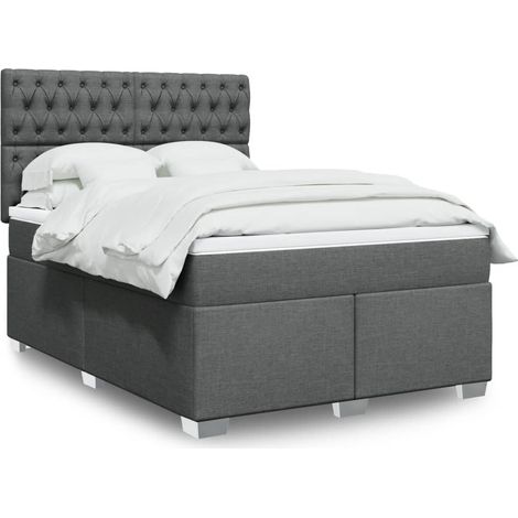 Boxspringbett mit Matratze Dunkelgrau 160x200 cm Stoff (1/5)