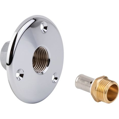 Watts – Applique traverse cloison chromée – Laiton à sertir – Ø 12 mm femelle – Fixation par vis – Adaptée pour tous raccords PER (1/2)