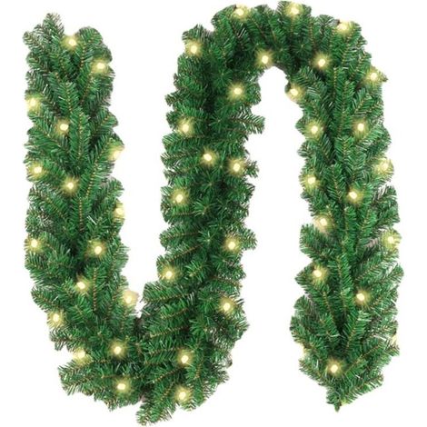 Couronne de lanternes de Noël 2,7 mètres, 160 vignes en rotin, sapin artificiel blanc chaud, décoration de Noël intérieure et extérieure (1/4)