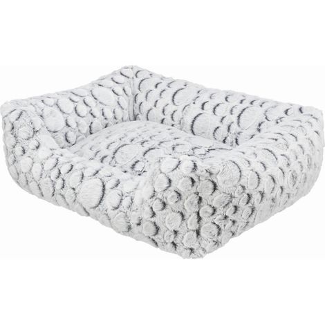Bett Mila, eckig, Plüsch 100 70 cm, weiß-grau
