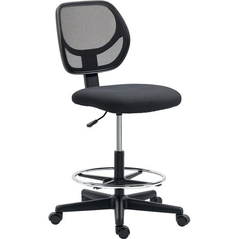 Vinsetto Draughtsman Chair Office Chair w/ Adjustable Footrest Ring, Black (1/5)