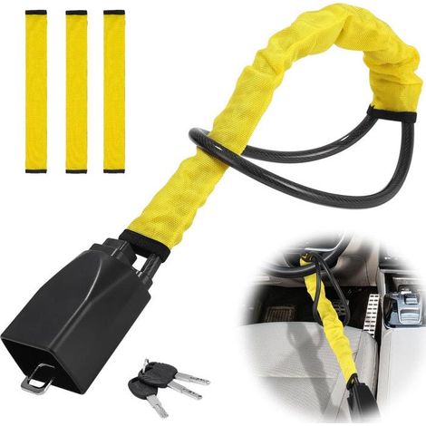1 Verrou volant, acier inoxydable, câble tressé 5mm, gaine nylon, avec 3 clés, sécurité voiture universelle
