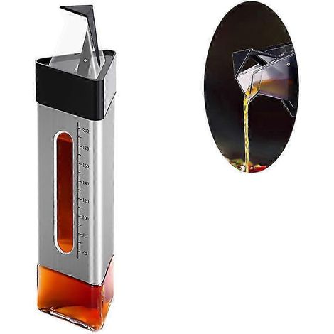 Distributeur de cuisine en verre transparent, bouteille doseuse d'huile avec graduation pour un dosage précis, récipient en verre sans plomb de 260 ml pour une cuisine saine (1/5)