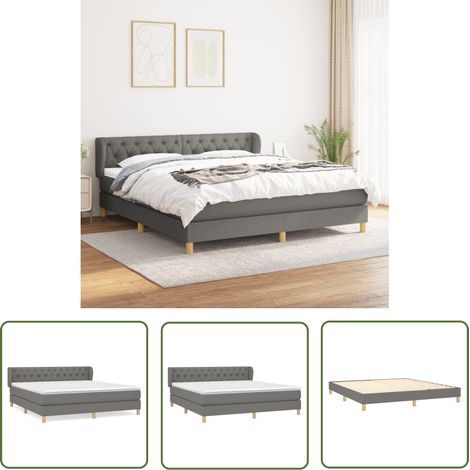 The Living Store Boxspringbett mit Matratze Dunkelgrau 160x200 cm Stoff - Boxspringbett - Doppelbett - Bettenrahmen - Matratze - Matratzenauflage (1/5)