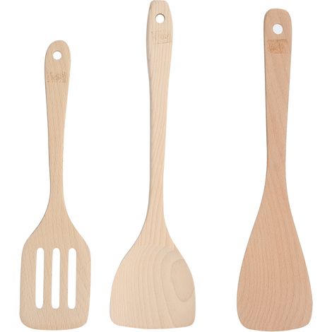 de 3 spatules en bois non peintes ustensiles de cuisine pour (1/4)
