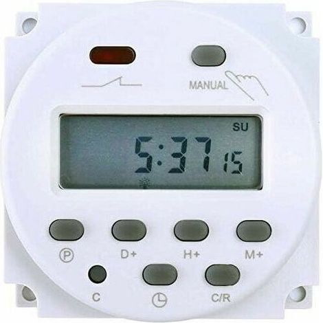 Reloj, zumbador y temporizador para panel eléctrico. Temporizador electrónico de 12 V con pantalla LCD programable. (1/5)