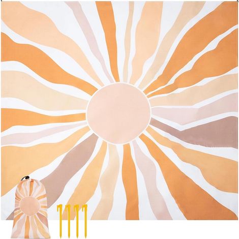 Grande couverture de plage, couverture de pique-nique d'extérieur, 82,68 x 78,74 pouces, tapis résistant au sable et à séchage rapide, conception portable et imperméable, idéale pour le camping, le ja (1/5)