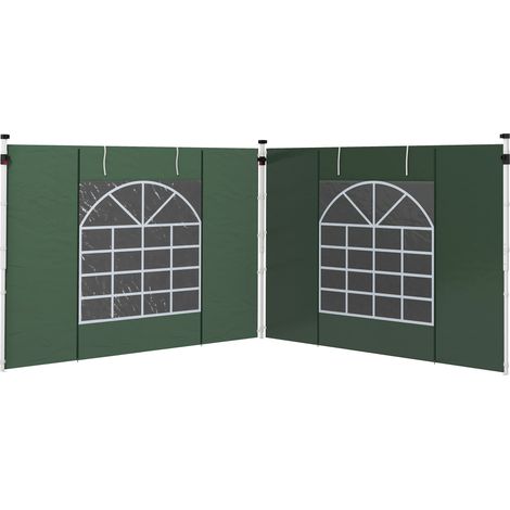 Pannelli laterali di ricambio per gazebo pieghevole 3x3 o 3x6 m – Set di 2 con finestre e porte – Verde