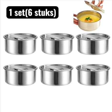 Lot de 6 inserts pour cuiseur vapeur en acier inoxydable avec couvercle résistants à la chaleur pour œufs légumes et viande couleur argentée (1/5)