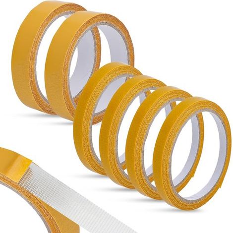 Ruban adhésif double face textile 6 rouleaux – Ruban extra fort et transparent pour tissus et vêtements – Ruban pour ourlets rideaux pantalons et couture (1/5)