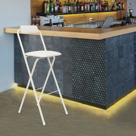 Chaise de bar pliante blanche de 75 cm, tabouret pliant indépendant, chaise pliante à dossier haut, chaise haute, capacité de charge 125 kg. (1/5)