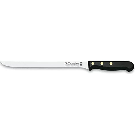 3 Claveles Pom Cuchillo jamonero de 30 cm, Acero Inoxidable, Negro (1/3)