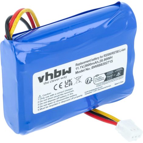vhbw Batería recargable reemplaza Moneual 12J001609 para aspiradora, robot limpieza (2600 mAh, 11,1 V, Li-Ion)