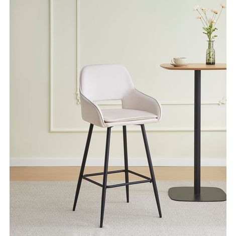 Lot de 2 tabourets de bar ATHENA pied métal noir velours