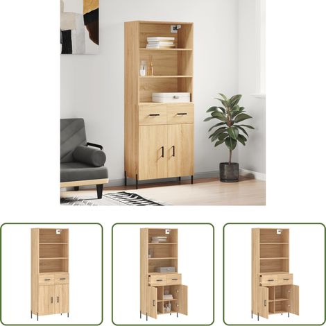 Holzwerkstoff Schrank -  Highboard Sonoma-Eiche 69,5x34x180 cm Holzwerkstoff (1/5)