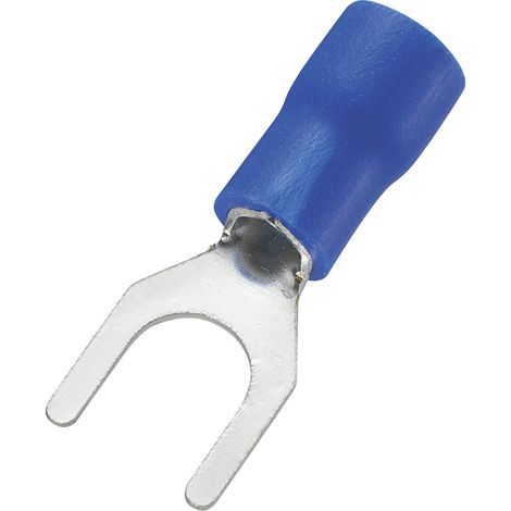 TRU COMPONENTS 745325 Gabelkabelschuh 1.50 mm² 2.50 mm² Loch-Ø=5.3 mm Teilisoliert Blau 100 St.